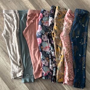 Floral and Solid Kids Leggings Set